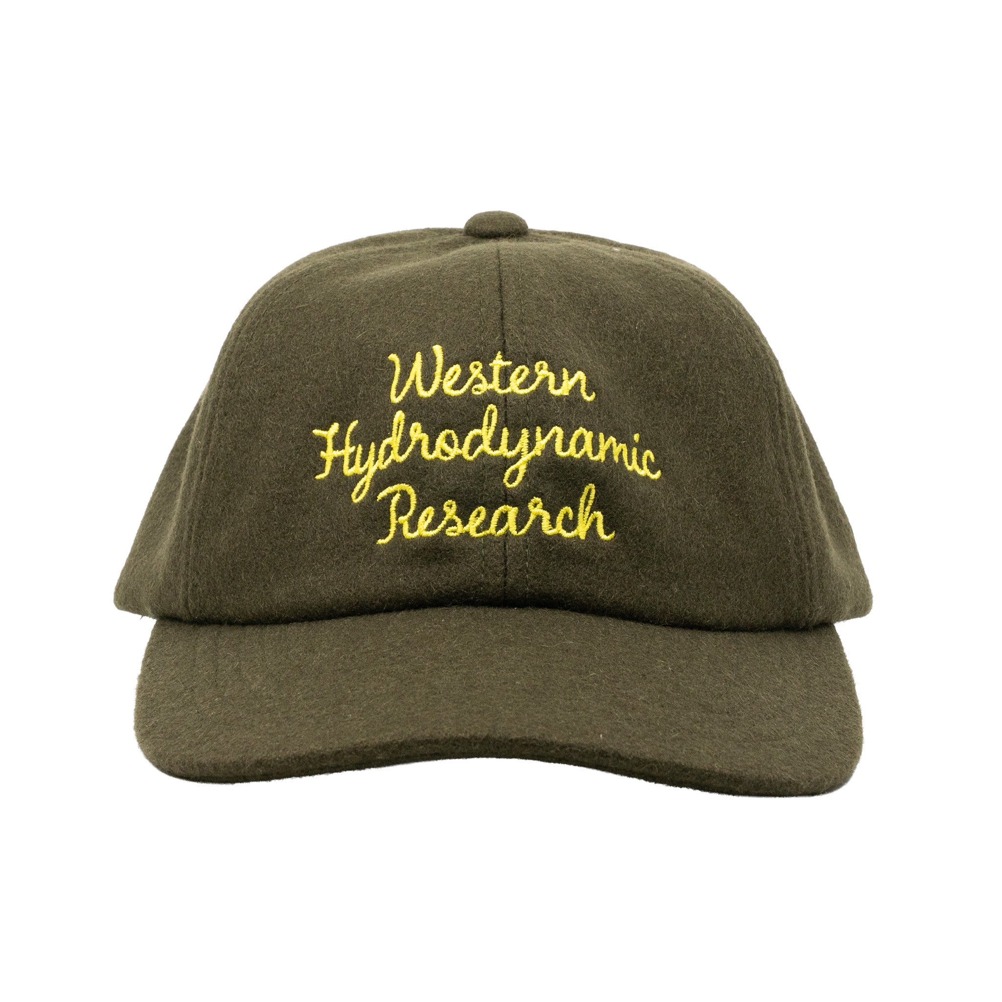 6 Panel Wool Script Hat (Olive)