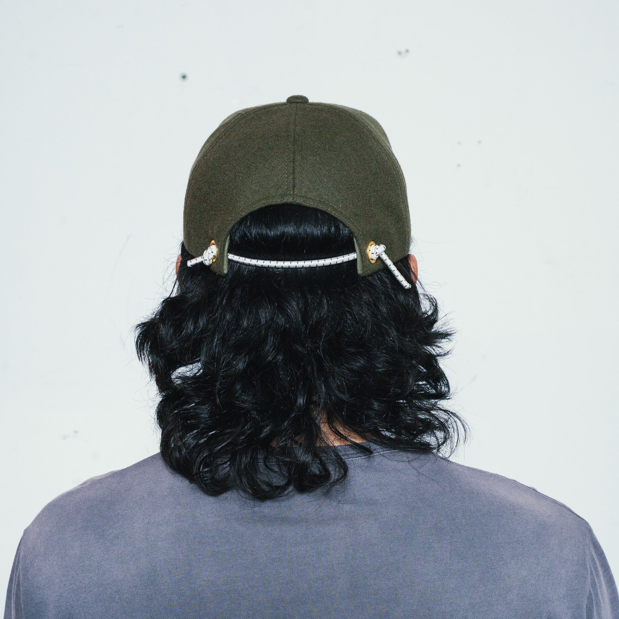 6 Panel Wool Script Hat (Olive)