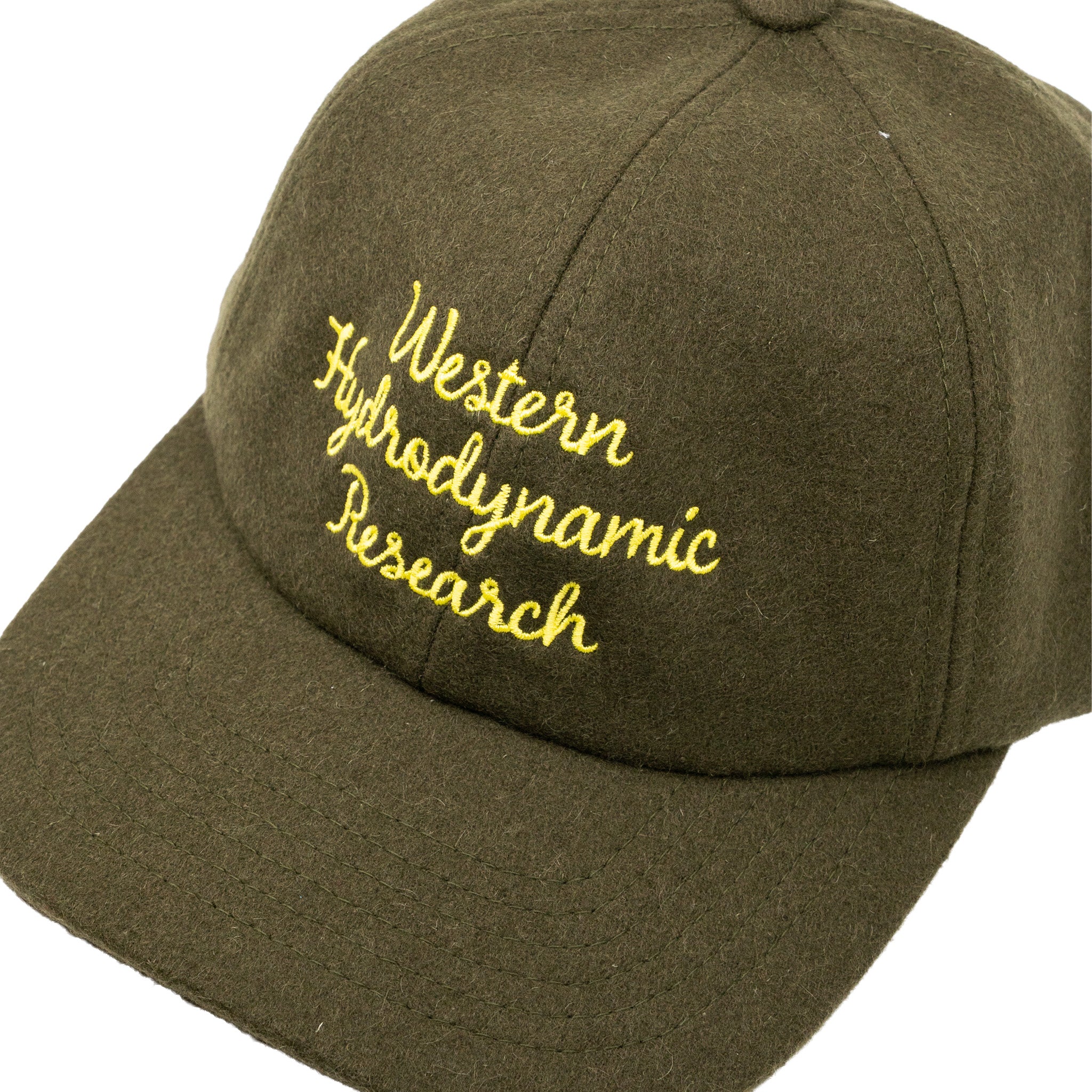 6 Panel Wool Script Hat (Olive)